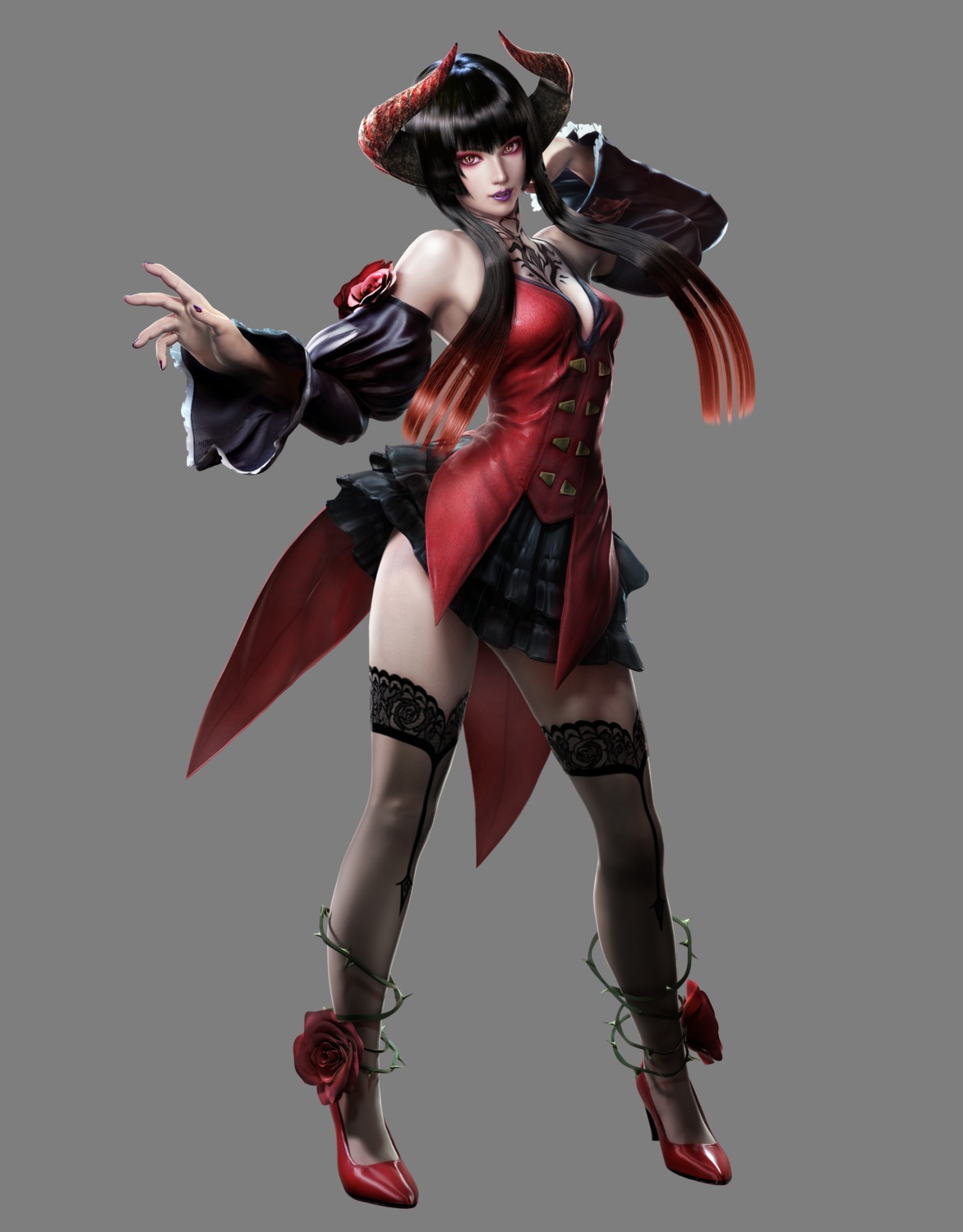 cleavage, elisa, heels, horns, tagme, tattoo, tekken, thighhighs