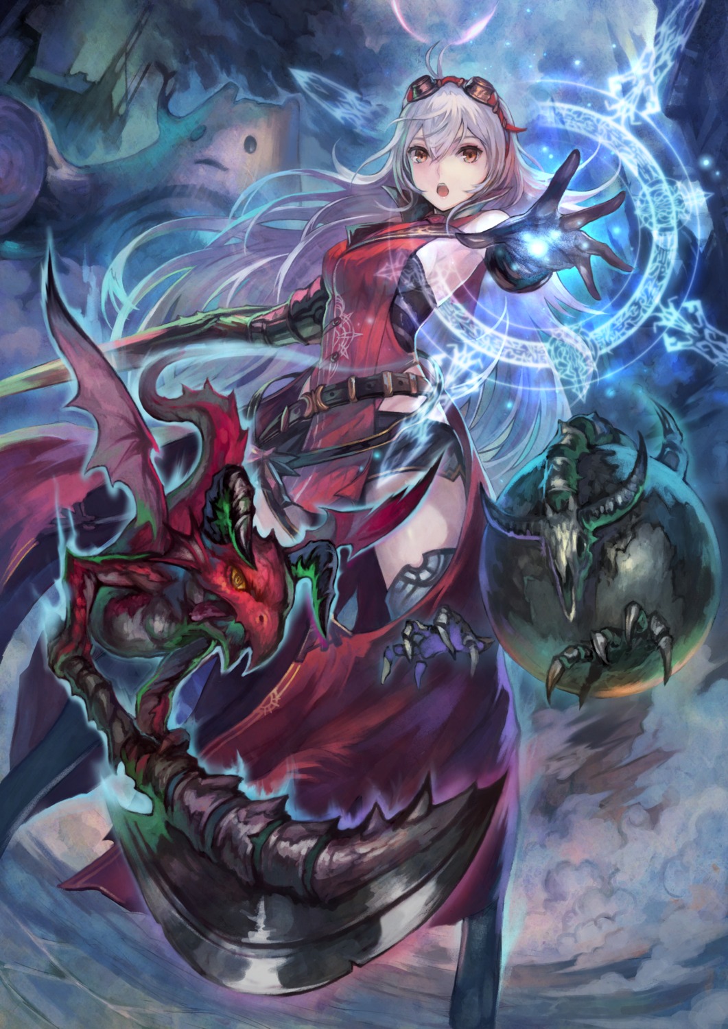 arnice_(yoru_no_nai_kuni), blader_soul, gust_(company), meteor_bomber, monster, sword, thighhighs, weapon
