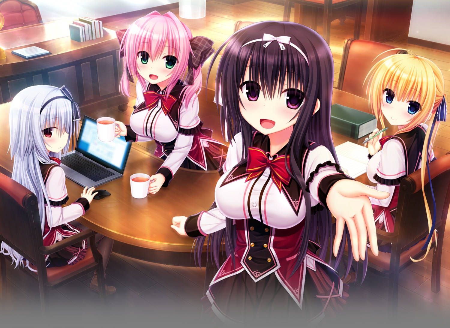 madosoft, miyase_mihiro, narumi_toa, pantyhose, rokuonji_kaoruko, sakuragi_roofolet_ashe, seifuku, transparent_png, utsunomiya_tsumire, wagamama_high_spec