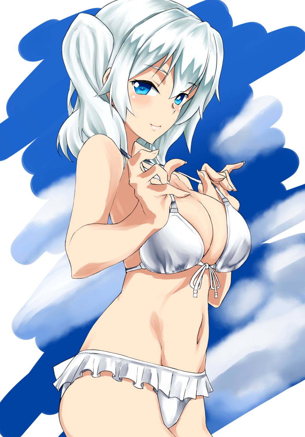 bikini, carmine_(ucdio), cleavage, kantai_collection, kashima_(kancolle), swimsuits