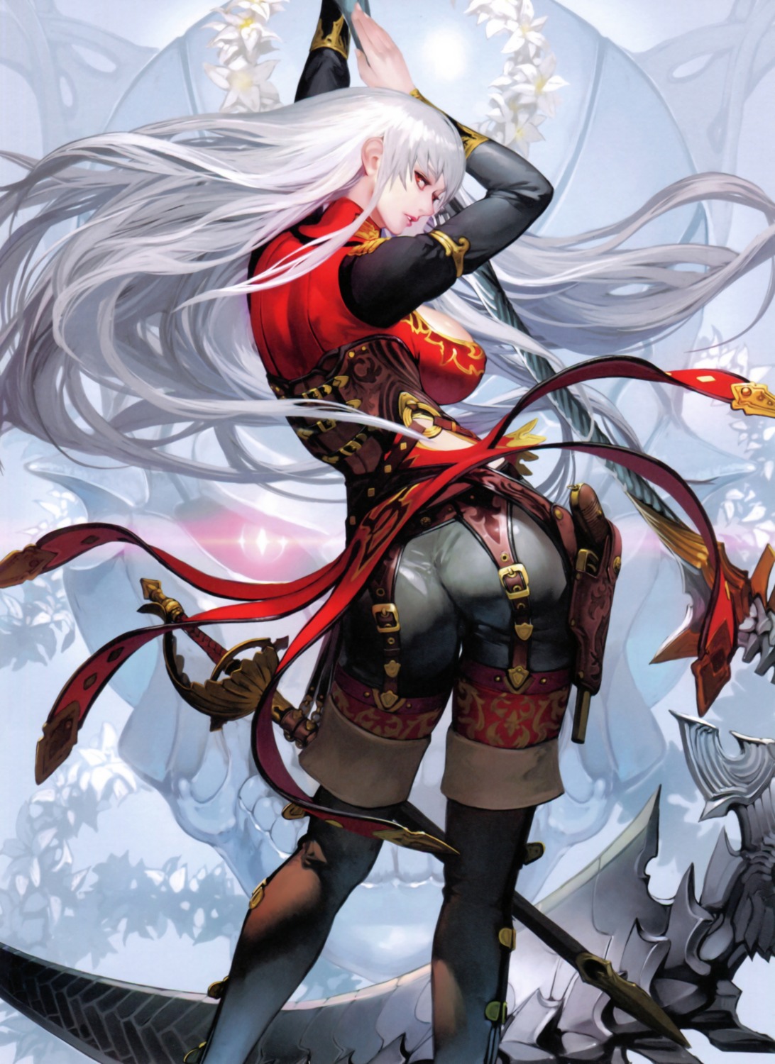 ass, stockings, thighhighs, weapon, yamamoto_takato
