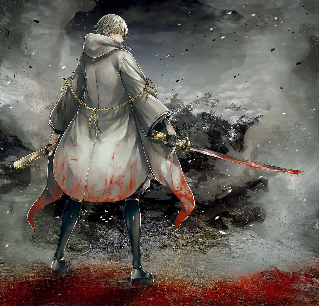 abandon_ranka, armor, japanese_clothes, male, sword, touken_ranbu, tsurumaru_kuninaga