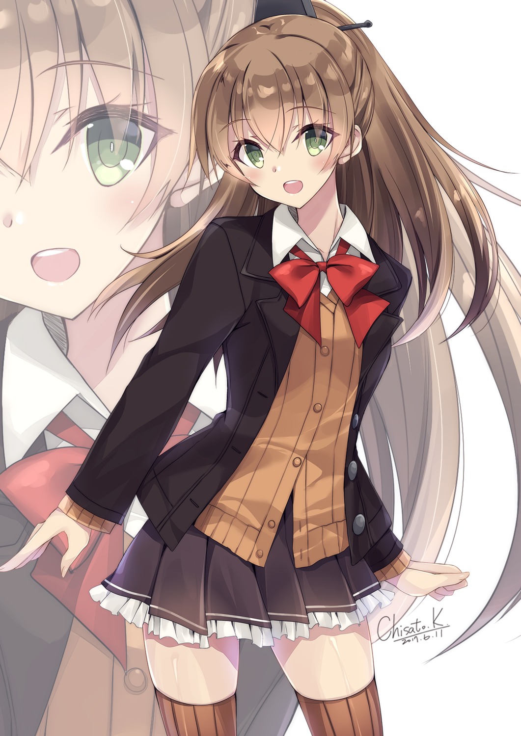kantai_collection, kobayashi_chisato, kumano_(kancolle), seifuku, sweater, thighhighs