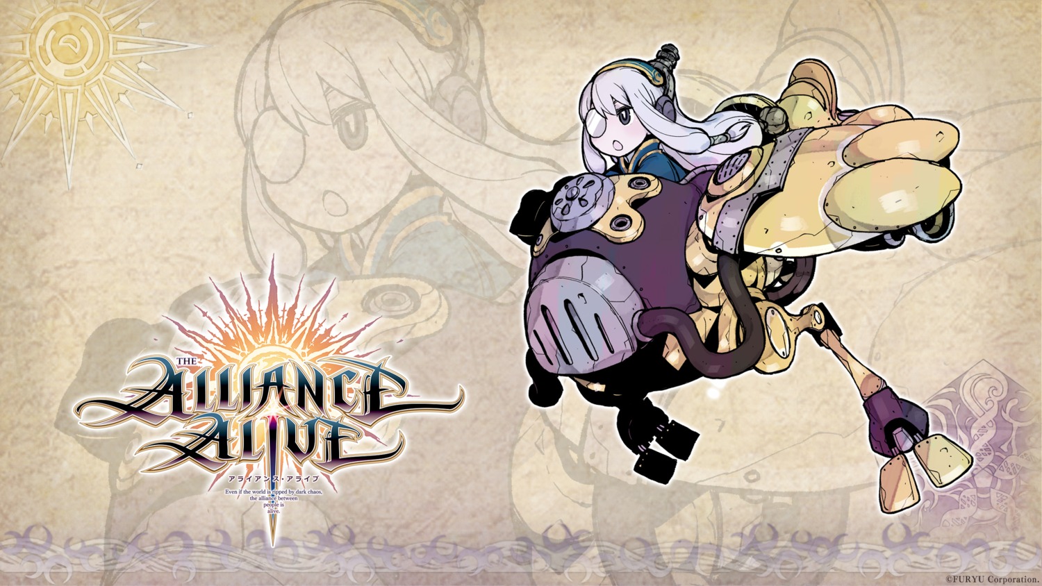 eyepatch, furyu, headphones, mecha, tagme, the_alliance_alive, tiggy_(the_alliance_alive), wallpaper