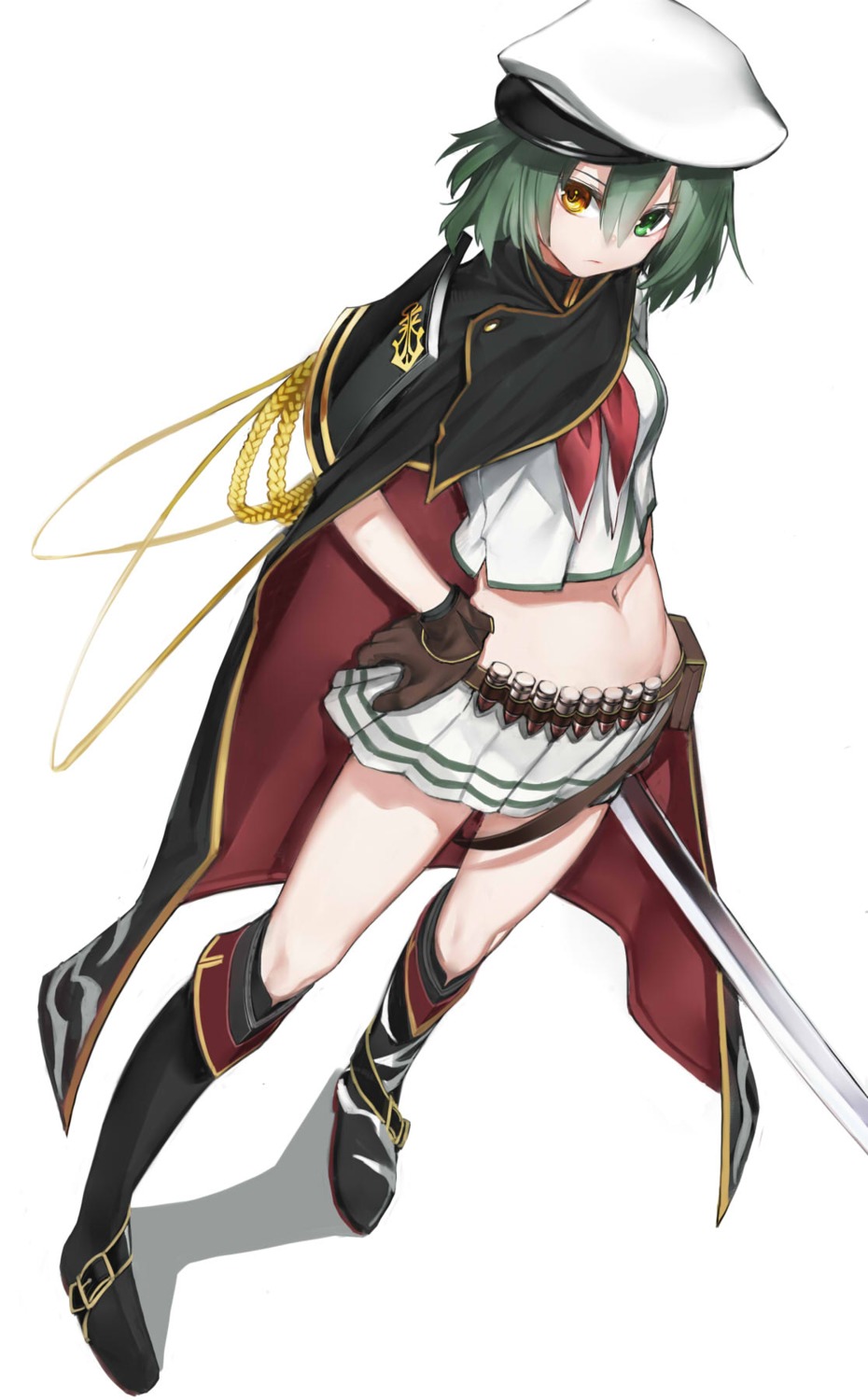 heterochromia, kantai_collection, kiso_(kancolle), nyatabe, seifuku, sword