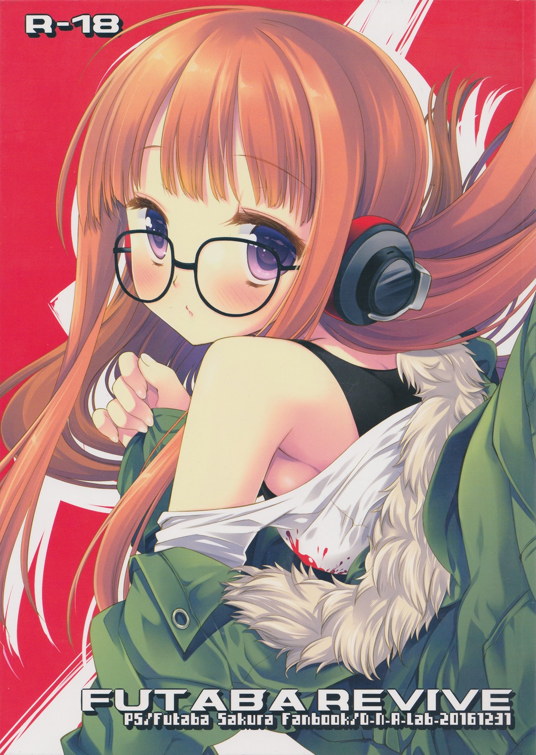 d.n.a.lab, headphones, megane, miyasu_risa, persona_5, sakura_futaba