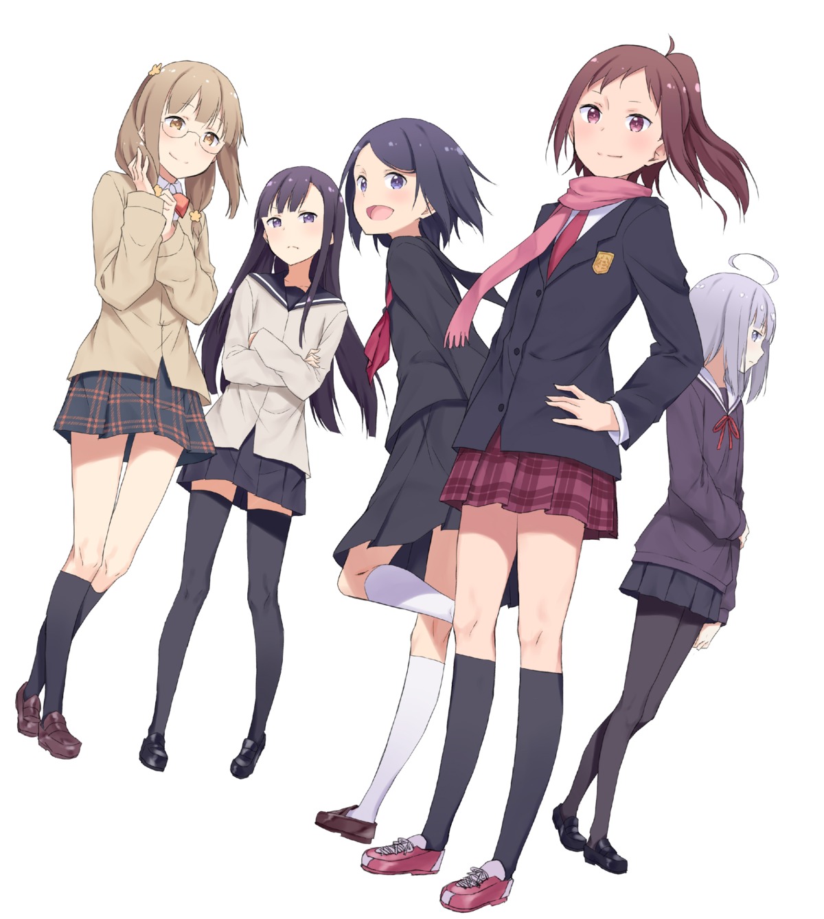 hioka_aoi, kominato_isumi, kuroboshi_kouhaku, megane, oumichi_asahi, pantyhose, pop_in_q, seifuku