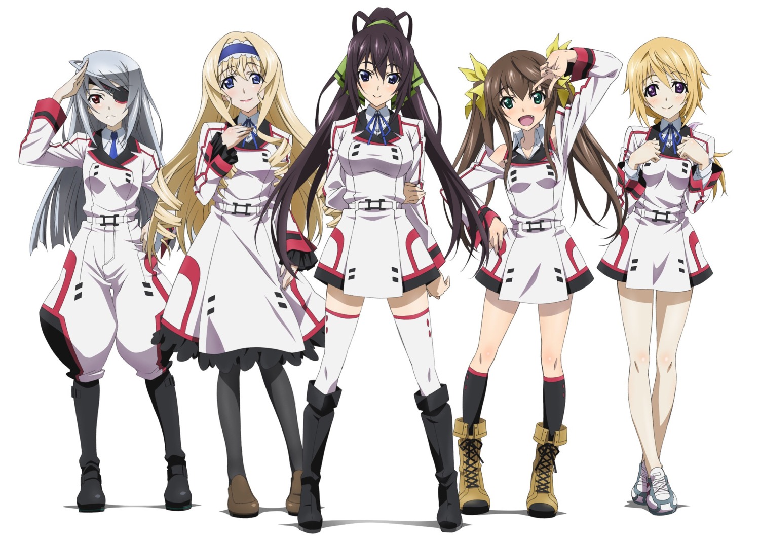 cecilia_alcott, charlotte_dunois, eyepatch, huang_lingyin, infinite_stratos, laura_bodewig, pantyhose, seifuku