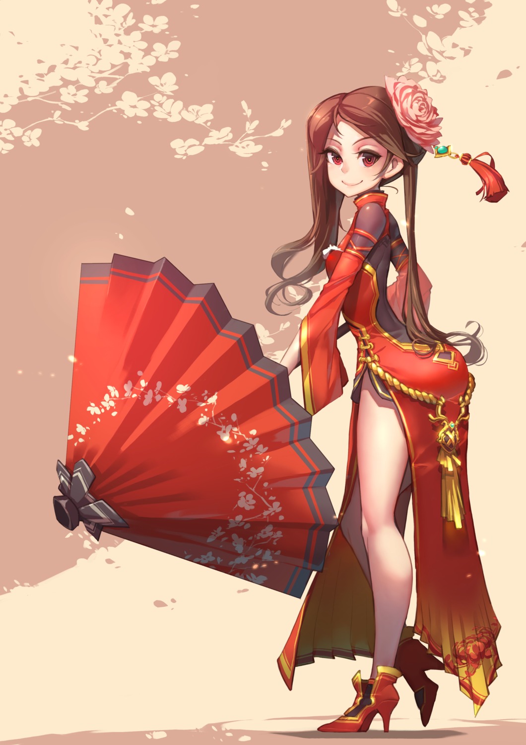 chinadress, heels, splish, umbrella