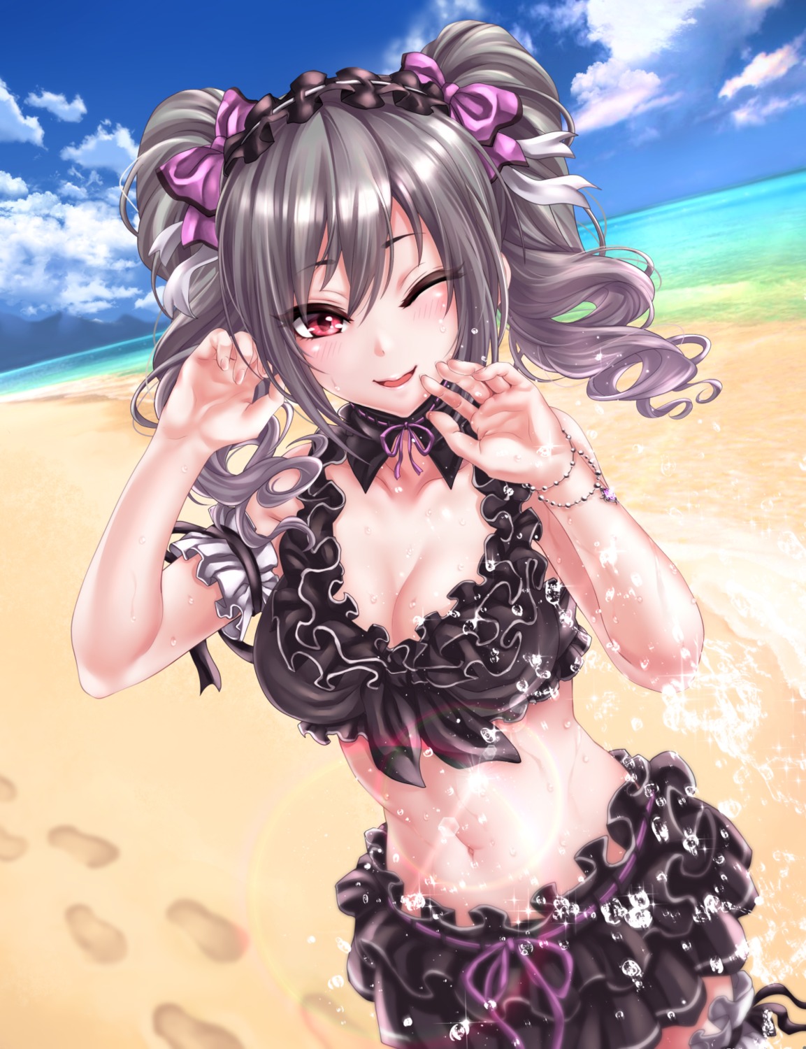 bikini, cleavage, garter, kanzaki_ranko, sasaki9646, shashaki, swimsuits, the_idolm@ster, the_idolm@ster_cinderella_girls