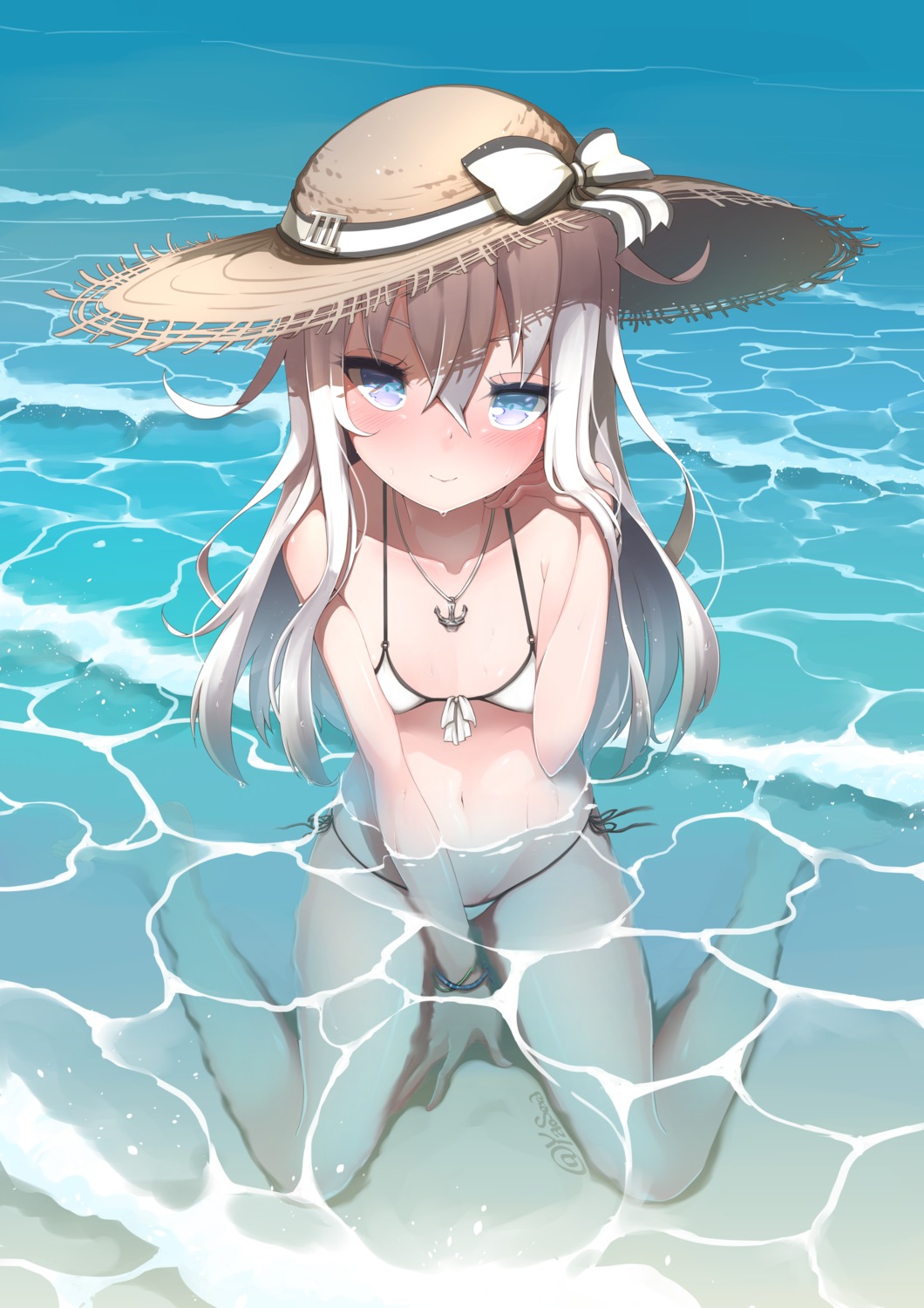 bikini, cleavage, hibiki_(kancolle), kantai_collection, swimsuits, wet, yaosera