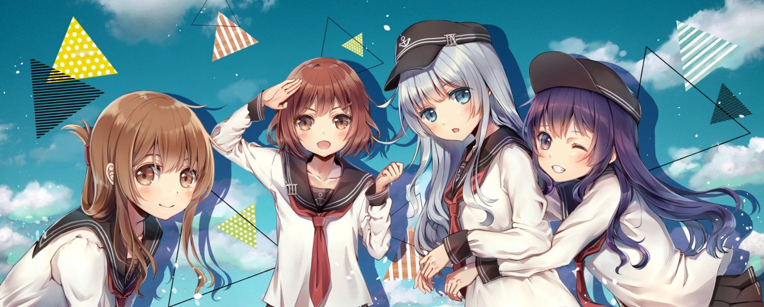 akatsuki_(kancolle), hibiki_(kancolle), ikazuchi_(kancolle), inazuma_(kancolle), kantai_collection, mitsuki_ponzu, seifuku