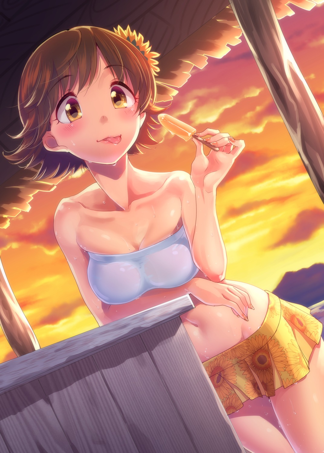 breast_hold, cleavage, honda_mio, maru_(sara_duke), the_idolm@ster, the_idolm@ster_cinderella_girls, wet