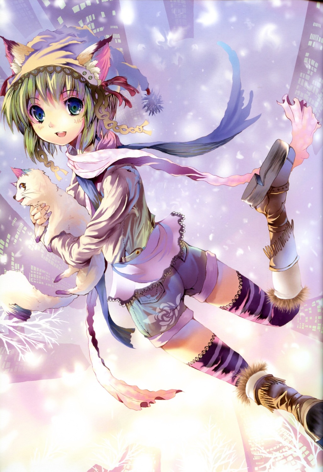 animal_ears, ass, greenwood, midori, nekomimi, thighhighs, yamamoto_nori