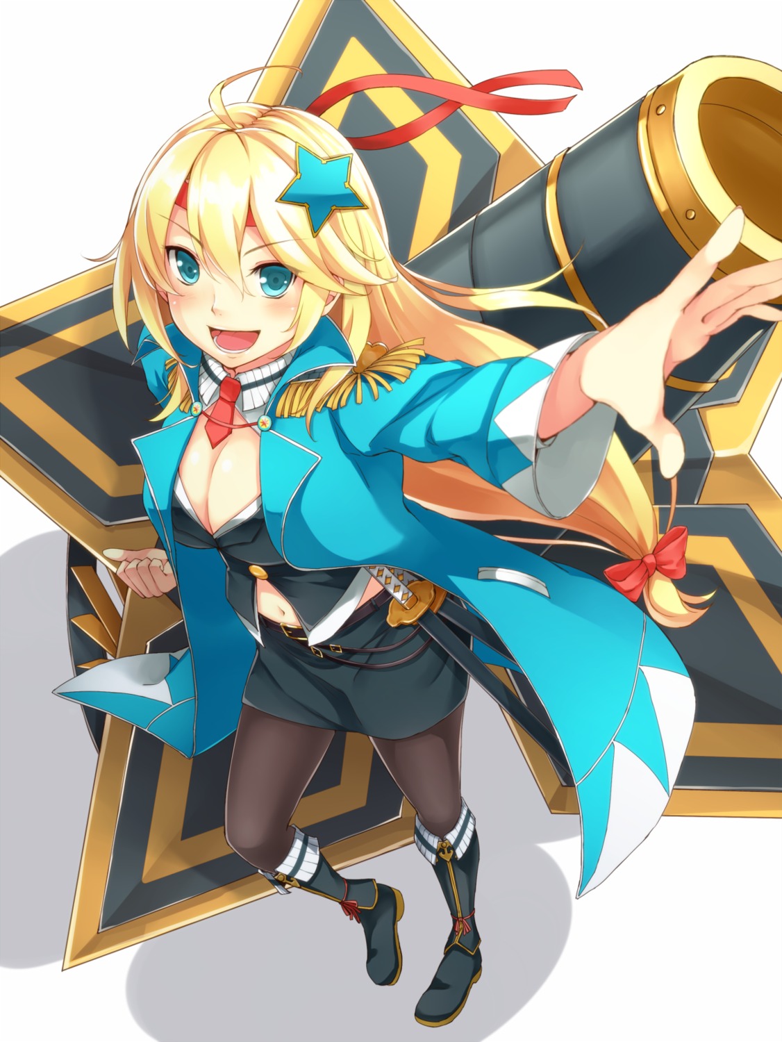 cleavage, dabadhi, goryoukaku_(oshiro_project), oshiro_project, pantyhose, sword