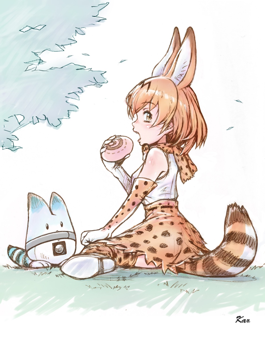 animal_ears, kemono_friends, lucky_beast, serval, tail, thighhighs, yoshikawa_kazunori