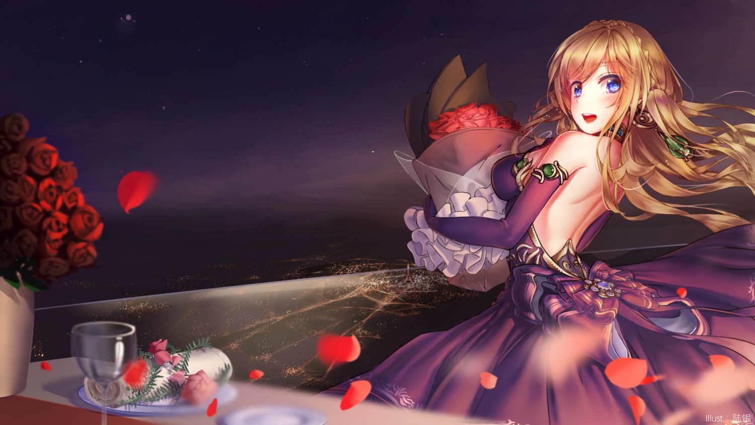 dress, nishiro_ryoujin, no_bra, richelieu_(zhanjianshaonv), wallpaper, zhanjianshaonv