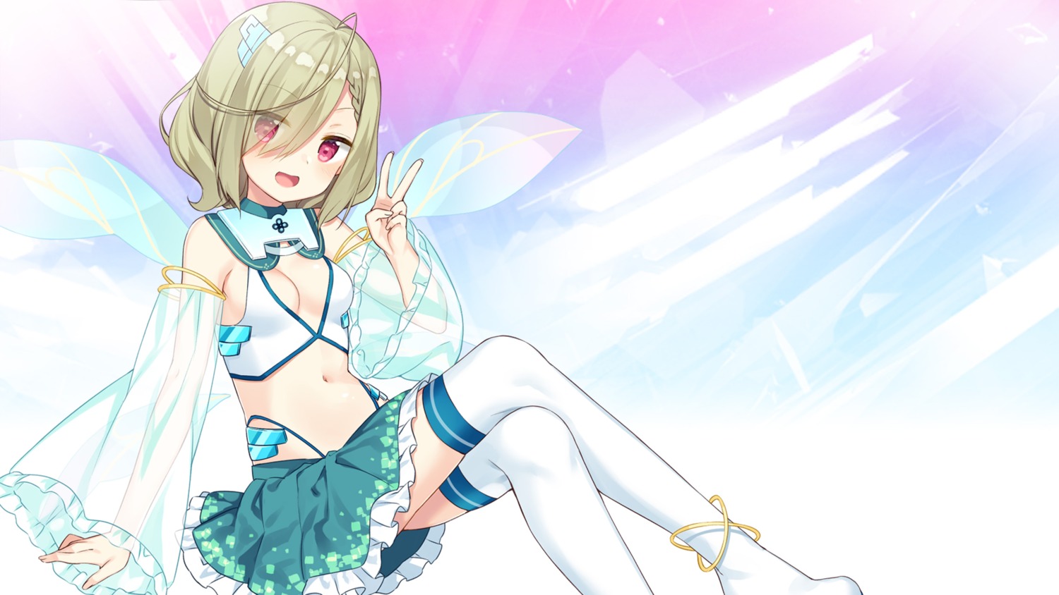 bekotarou, cleavage, no_bra, pulltop, pure_song_garden!, see_through, suzu_(pure_song_garden!), thighhighs