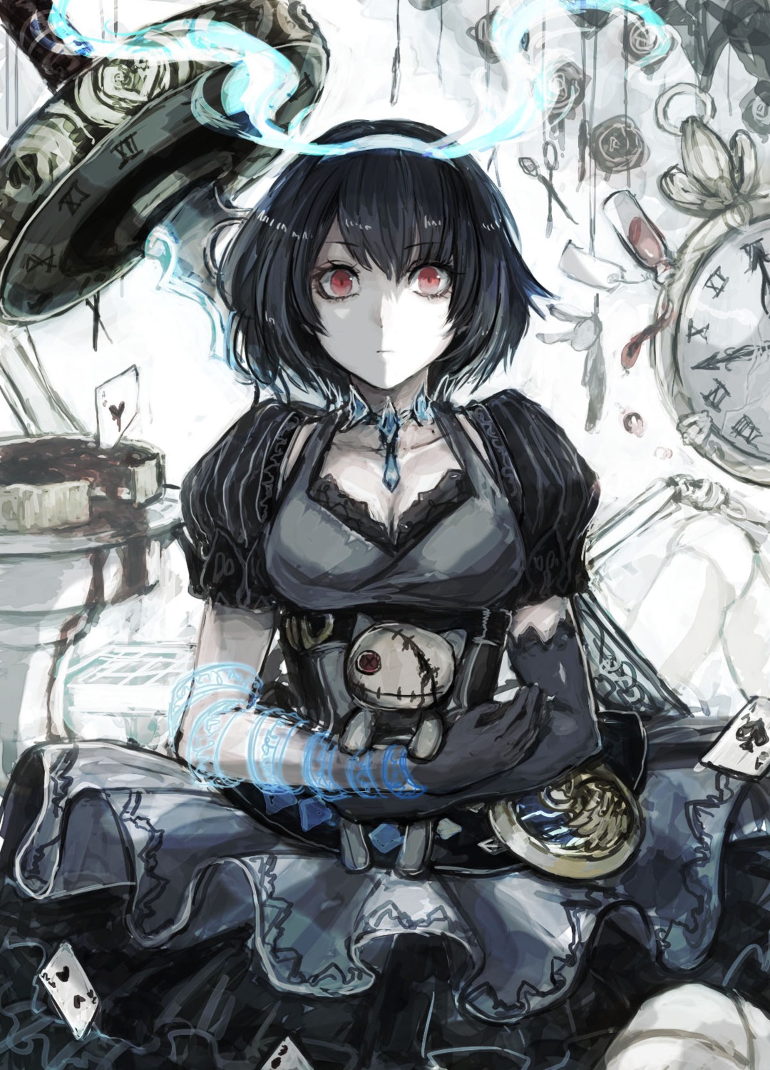 alice_(sinoalice), cleavage, dress, shino_(pixiv13885347), sinoalice, sword