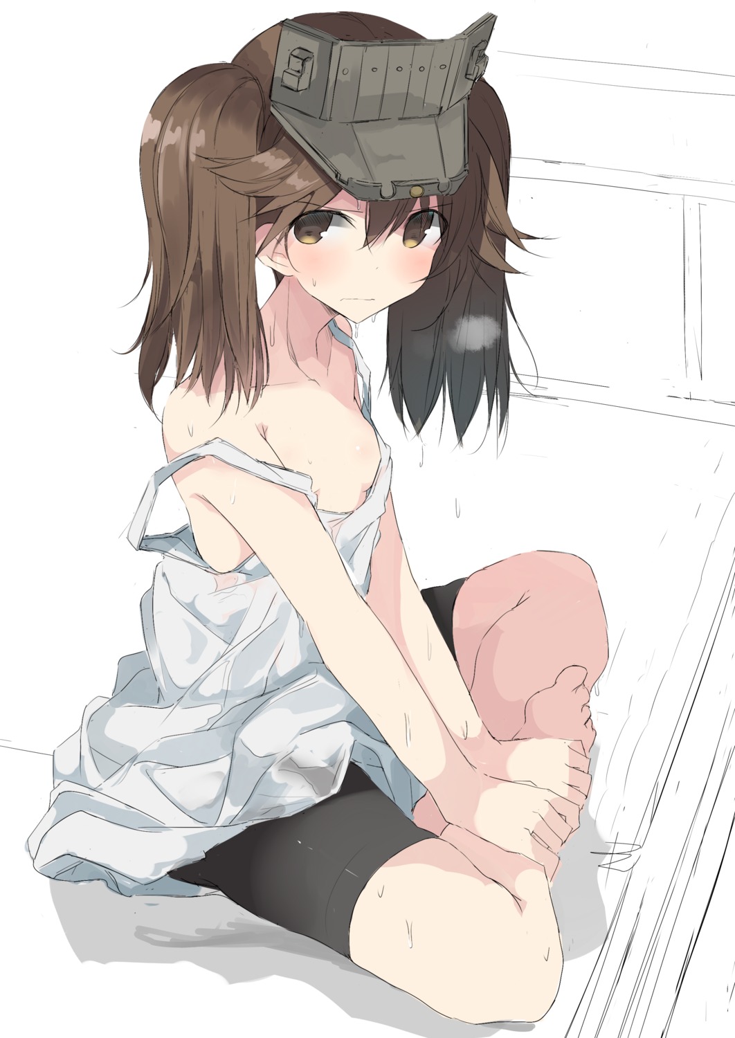 bike_shorts, dress, kantai_collection, nao_(qqqbb), no_bra, ryuujou_(kancolle)