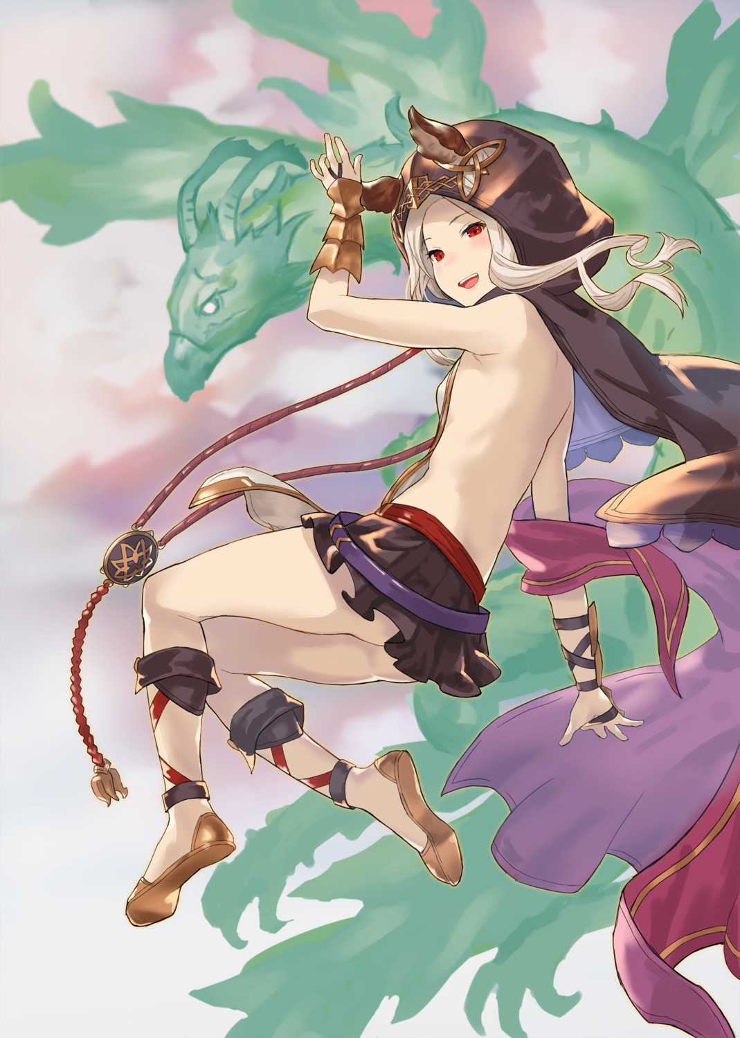 animal_ears, granblue_fantasy, monster, no_bra, p_shiki, skasaha_(granblue_fantasy)