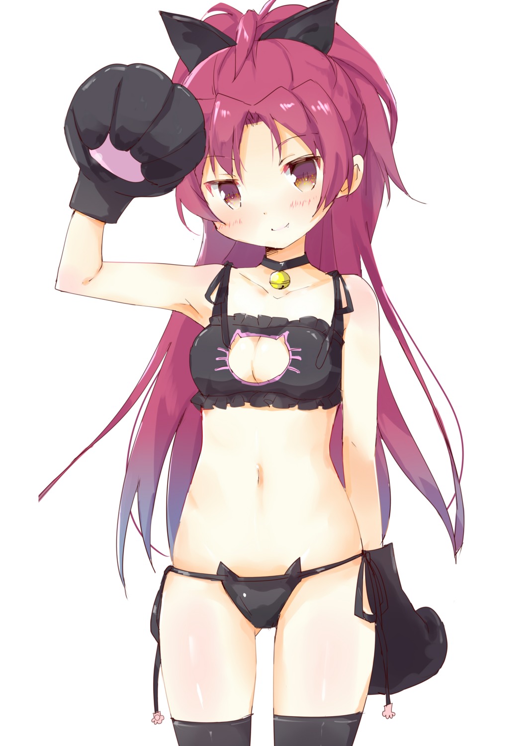 animal_ears, bra, cleavage, lingerie, mahou_shoujo_madoka_magica, nekomimi, pantsu, sakura_kyouko