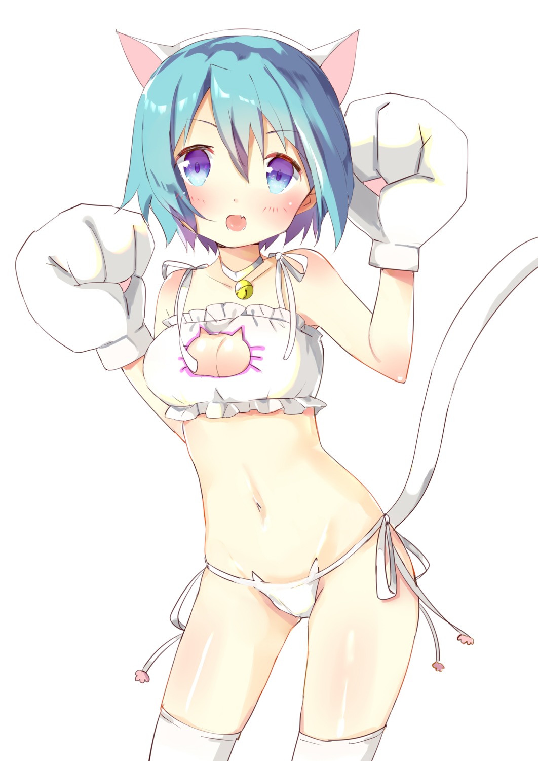 animal_ears, bra, cleavage, lingerie, mahou_shoujo_madoka_magica, miki_sayaka, nekomimi, pantsu