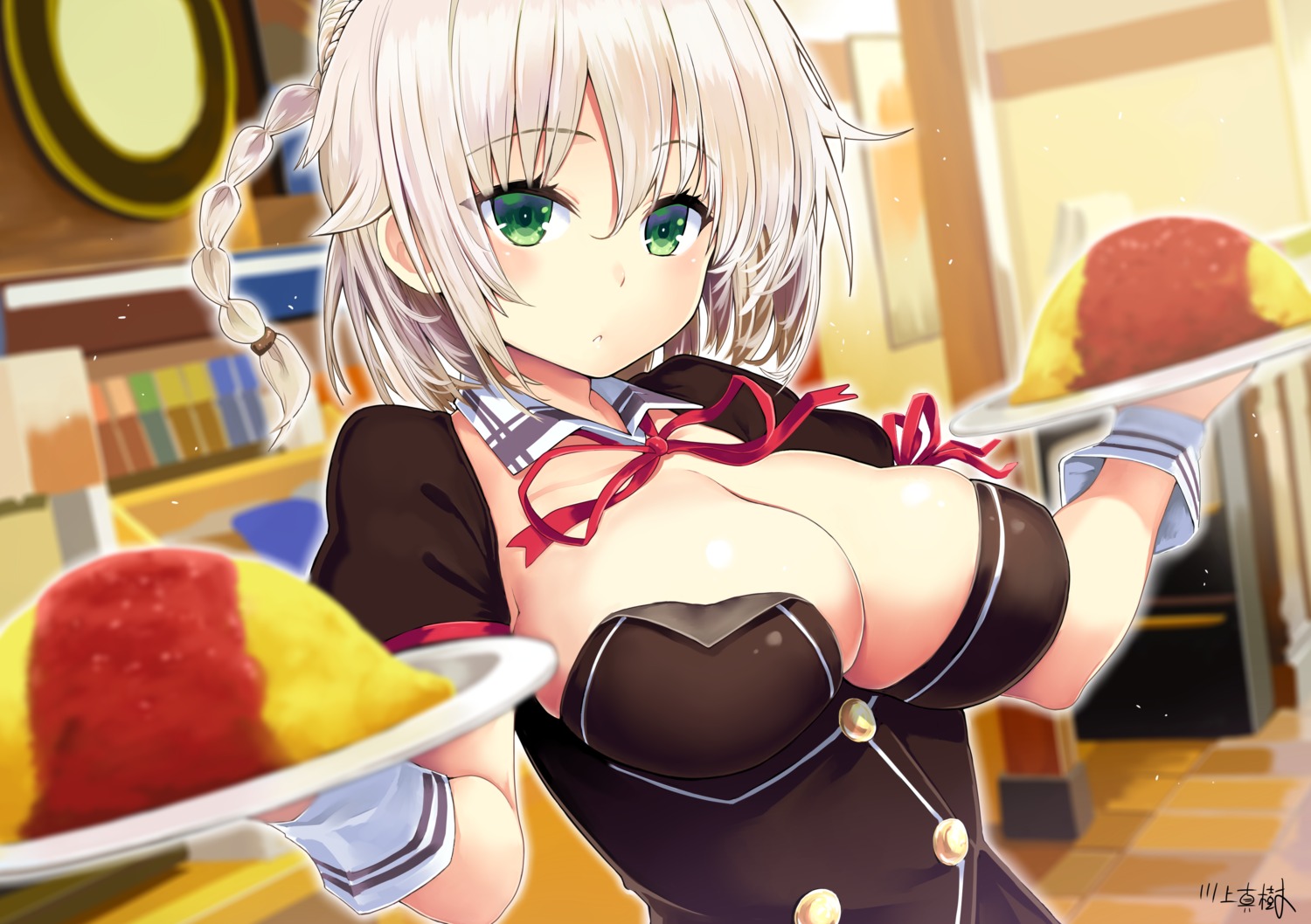 cleavage, kawakami_masaki, nora_to_oujo_to_noraneko_heart_-nora_princess_and_stray_cat.-, waitress, yuri_shachi