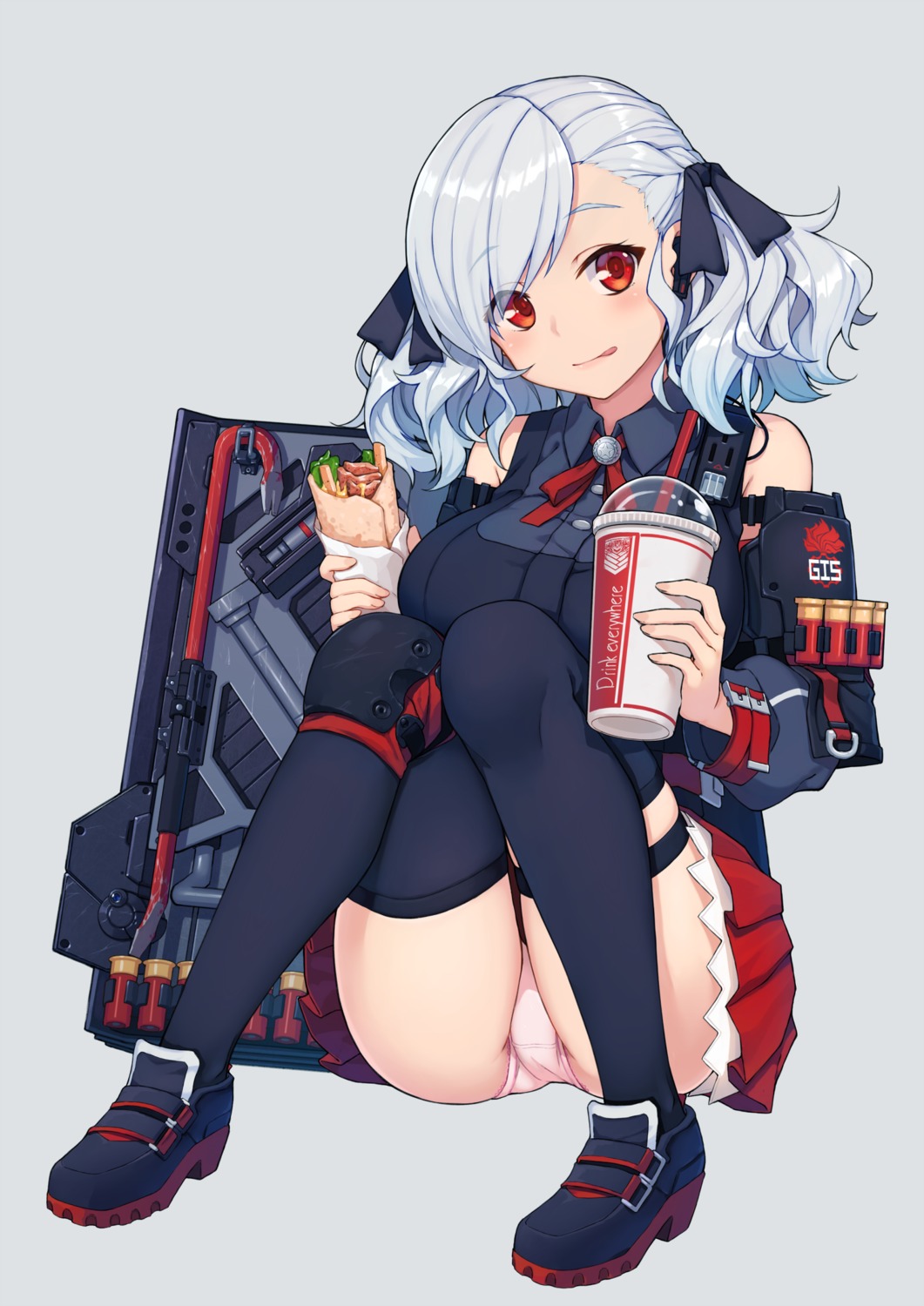 garter, girls_frontline, heels, pantsu, spas-12_(girls_frontline), terras, thighhighs