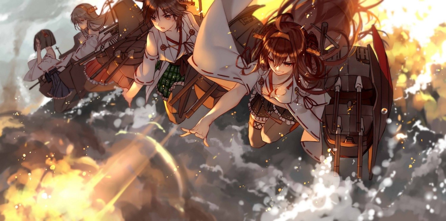 haruna_(kancolle), hiei_(kancolle), kantai_collection, kirishima_(kancolle), kongou_(kancolle), megane, tagme, thighhighs