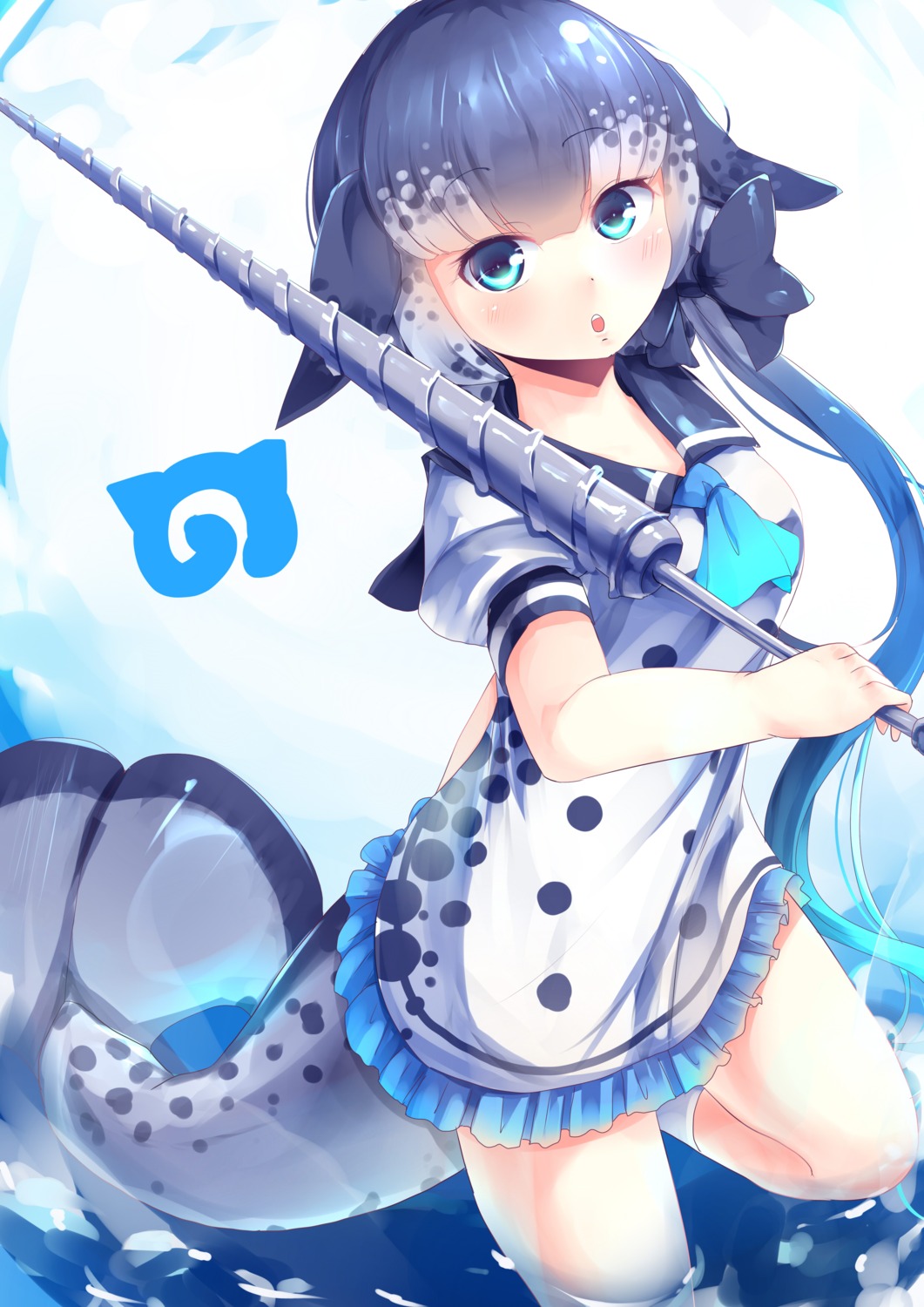 dress, kanzakietc, kemono_friends, narwhal, tail, weapon, wet