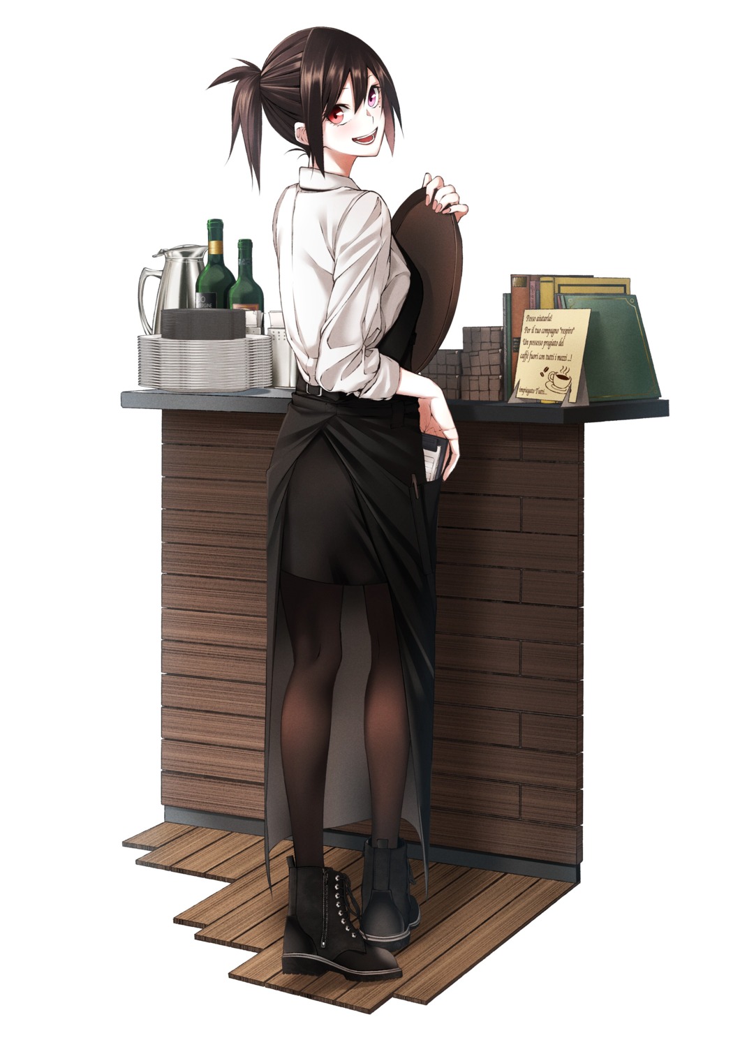 heterochromia, pantyhose, vice_(kuronekohadokoheiku), waitress
