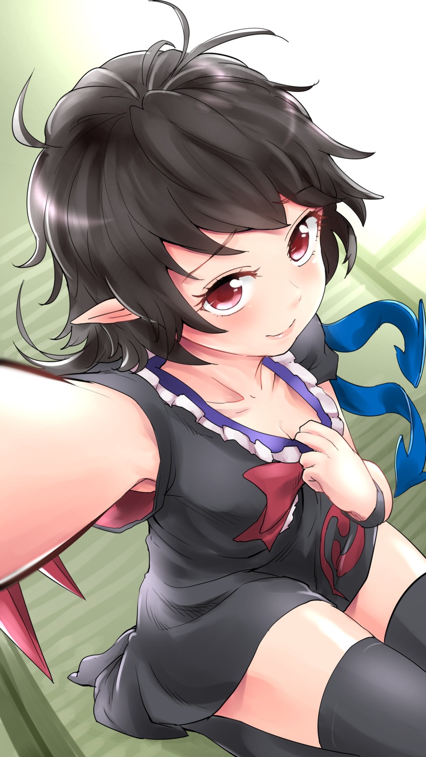cleavage, dress, goroumaru, houjuu_nue, pointy_ears, thighhighs, touhou, wings