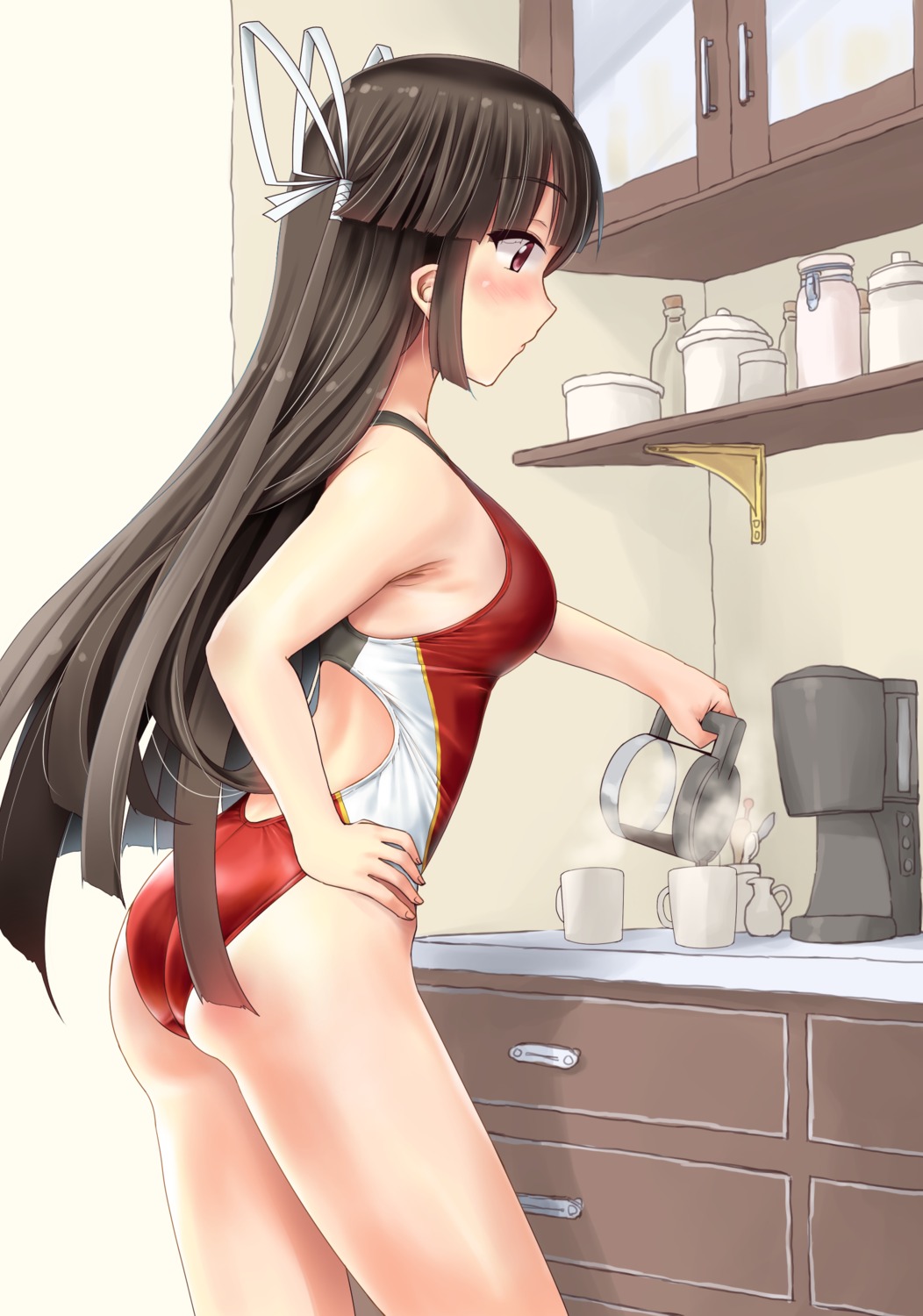 ass, hiyou_(kancolle), kantai_collection, minase_(takaoka_nanase), swimsuits