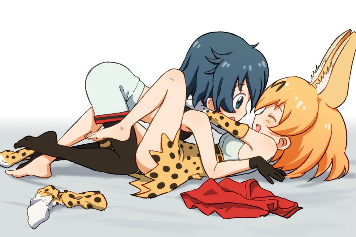 animal_ears, kaban_(kemono_friends), kemono_friends, pantyhose, sat-c, serval, tail, yuri