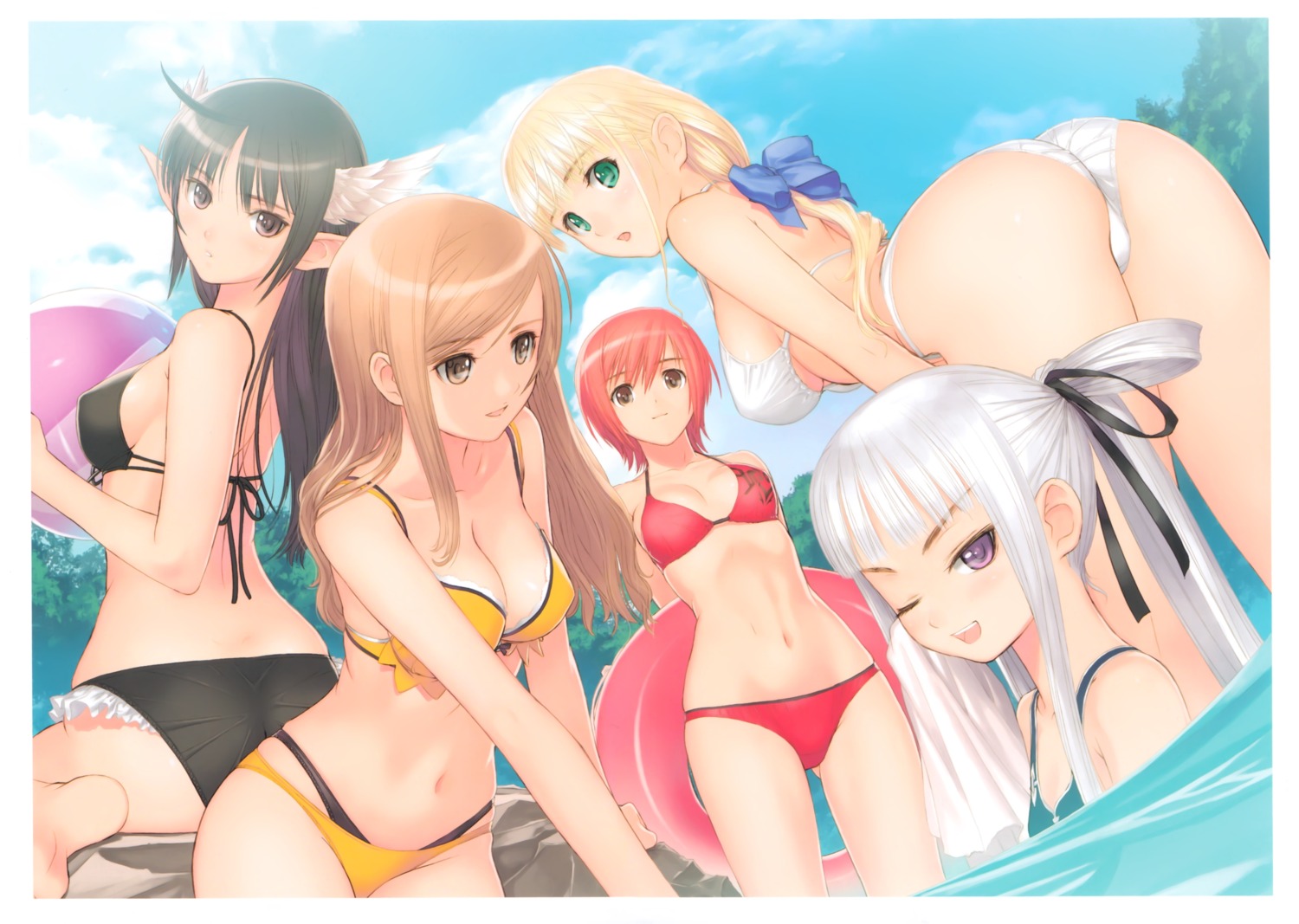 ass, bikini, clalaclan_philias, cleavage, houmei, kanon_seena, kureha_touka, shining_tears, shining_wind, shining_world, swimsuits, tony_taka, wet, xecty_ein