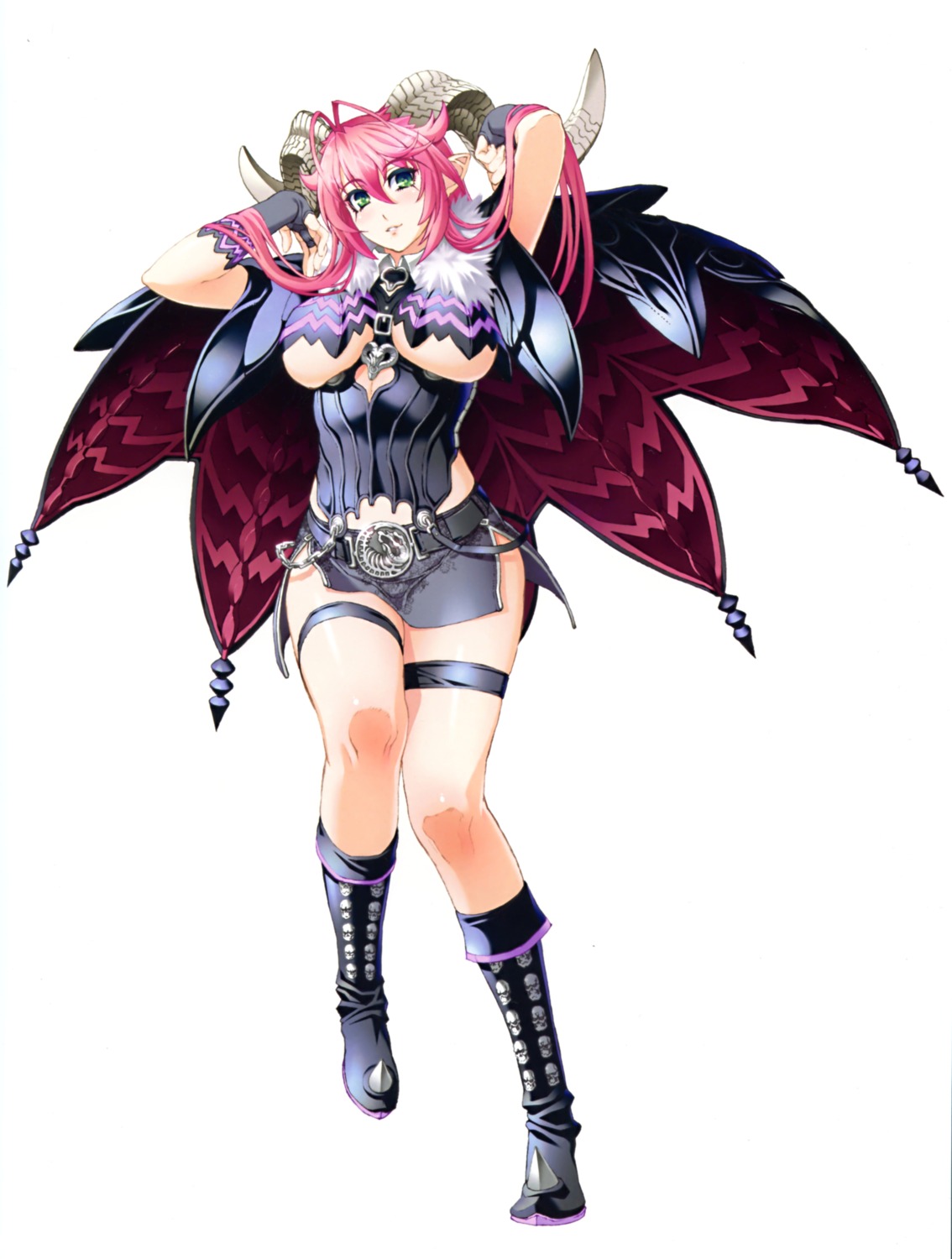 asmodeus_(the_seven_deadly_sins), garter, horns, niθ, pointy_ears, the_seven_deadly_sins, underboob