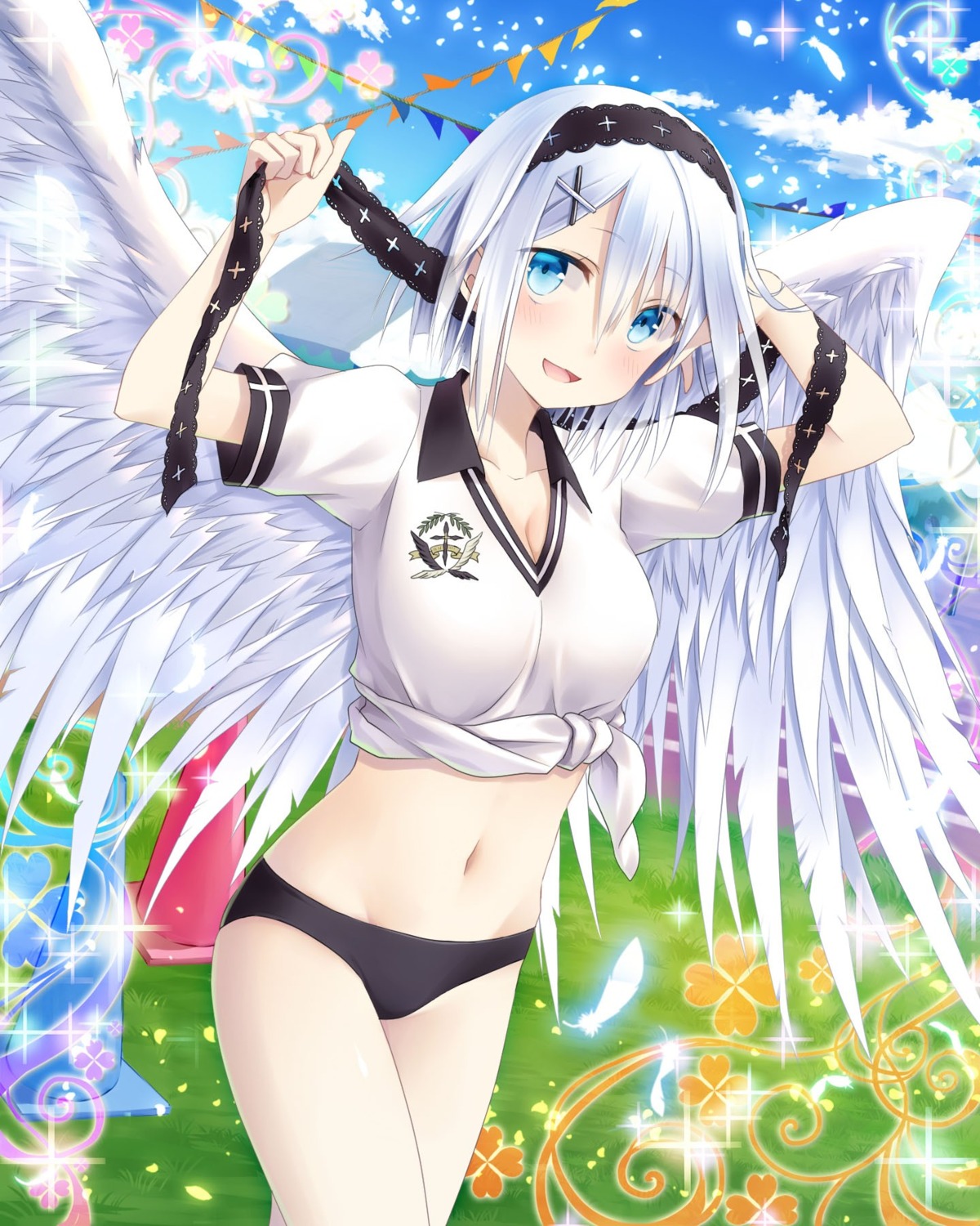 buruma, cleavage, falkyrie_no_monshou, gym_uniform, natsumekinoko, wings