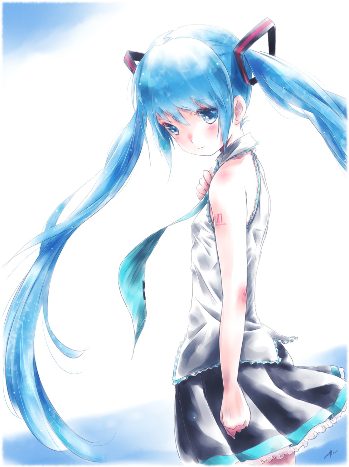 hatsune_miku, headphones, kowiru, tattoo, vocaloid
