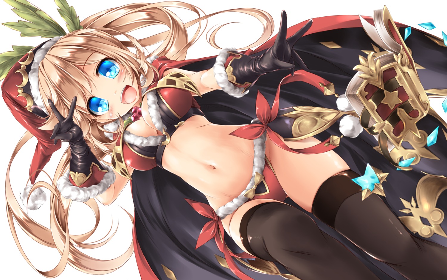 bikini_armor, clarisse_(granblue_fantasy), cleavage, granblue_fantasy, kamiya_tomoe, thighhighs, wallpaper