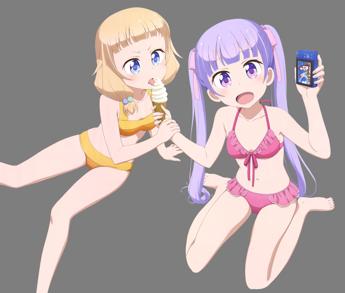 amasaki_manamu, bikini, cleavage, feet, new_game!, sakura_nene, suzukaze_aoba, swimsuits