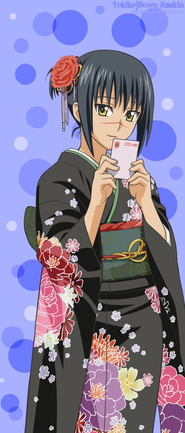 busou_renkin, japanese_clothes, katou_hatsue, kimono, tsumura_tokiko, vector_trace, watermark