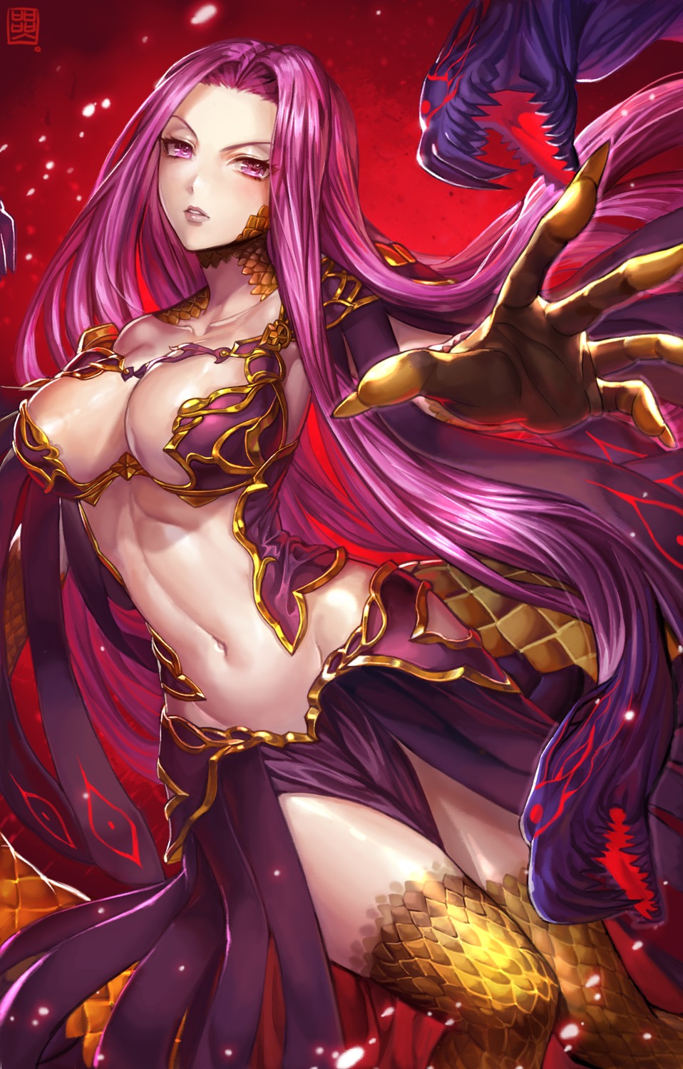 armor, box_(hotpppink), cleavage, fate/grand_order, gorgon_(fate), medusa_(fate), thighhighs