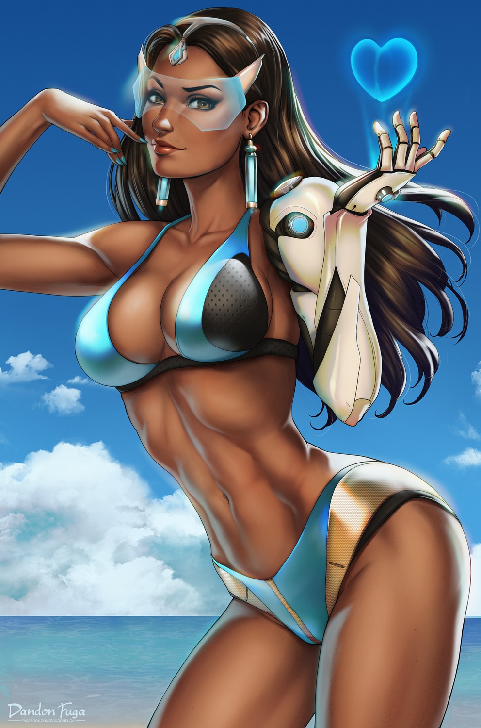 bikini, cleavage, dandon_fuga, mecha_musume, overwatch, swimsuits, symmetra_(overwatch)