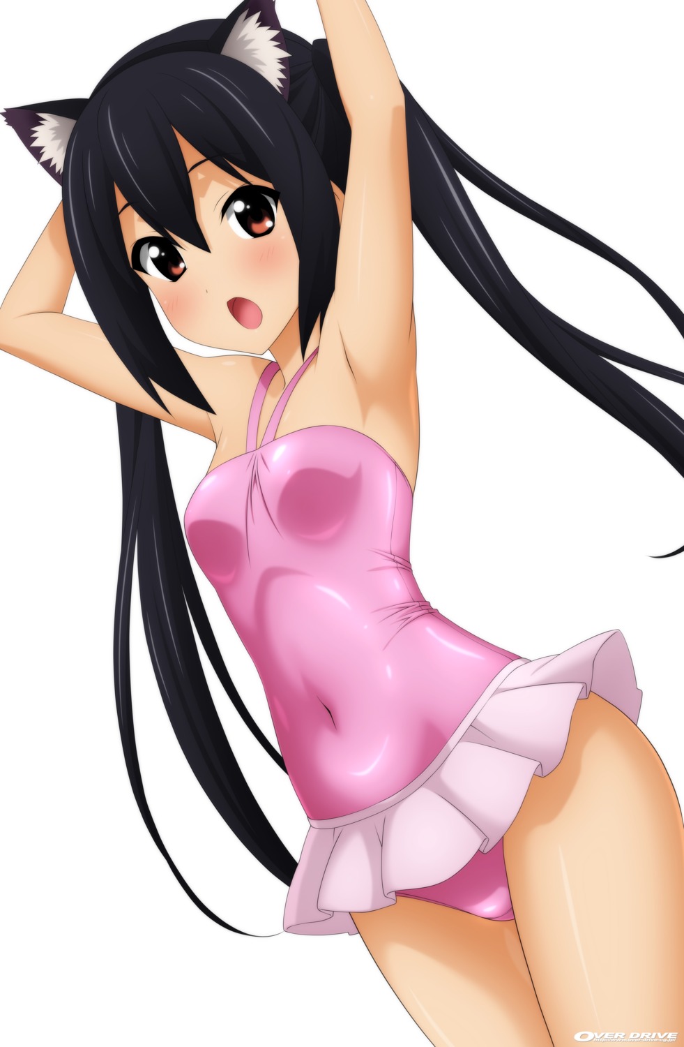 animal_ears, k-on!, nakano_azusa, nekomimi, over_drive, swimsuits, wave_ride