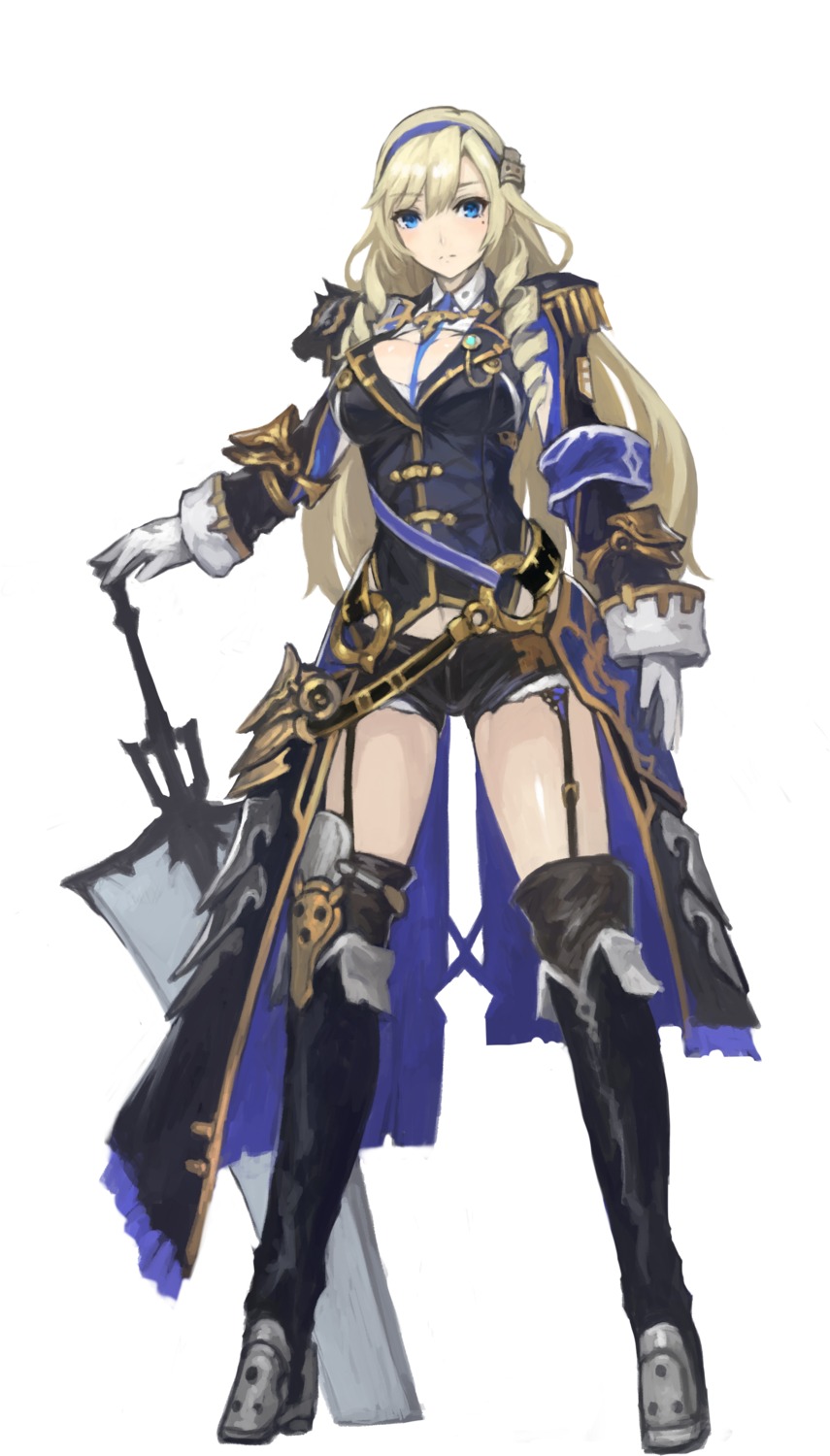 gust_(company), ruhenheid_ariarod, stockings, sword, thighhighs, uniform, yoru_no_nai_kuni, yoru_no_nai_kuni_2