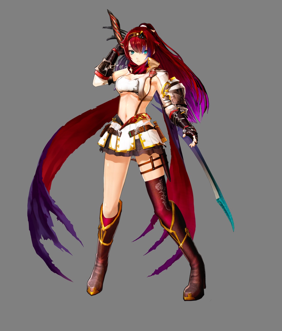 alushe_anatoria, cleavage, gust_(company), heels, sword, tagme, thighhighs, underboob