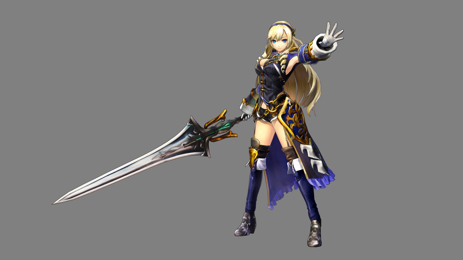 gust_(company), heels, ruhenheid_ariarod, stockings, sword, tagme, thighhighs, yoru_no_nai_kuni