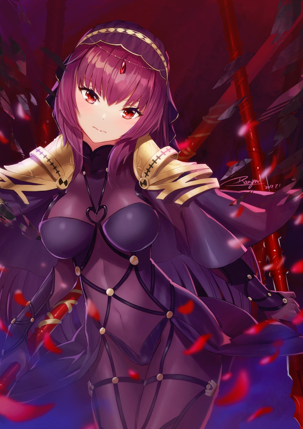 bodysuit, fate/grand_order, ranyu, scathach_(fate), weapon