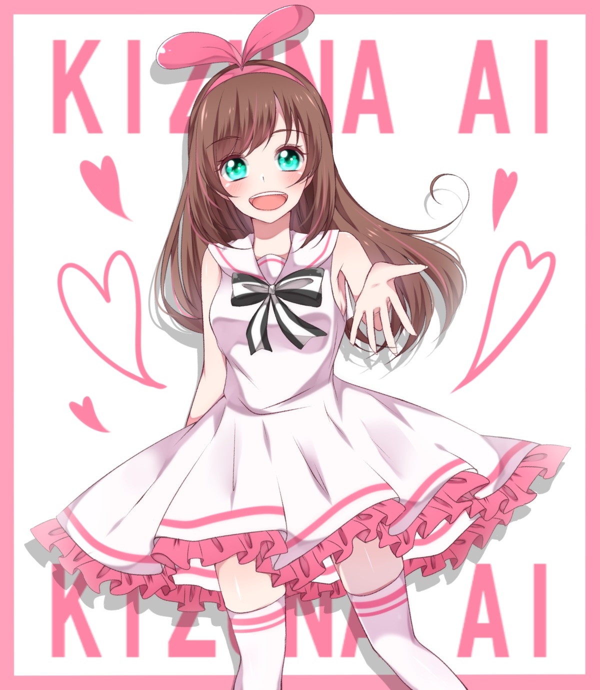 dress, kizuna_ai, kizuna_ai_inc., shizuki, thighhighs